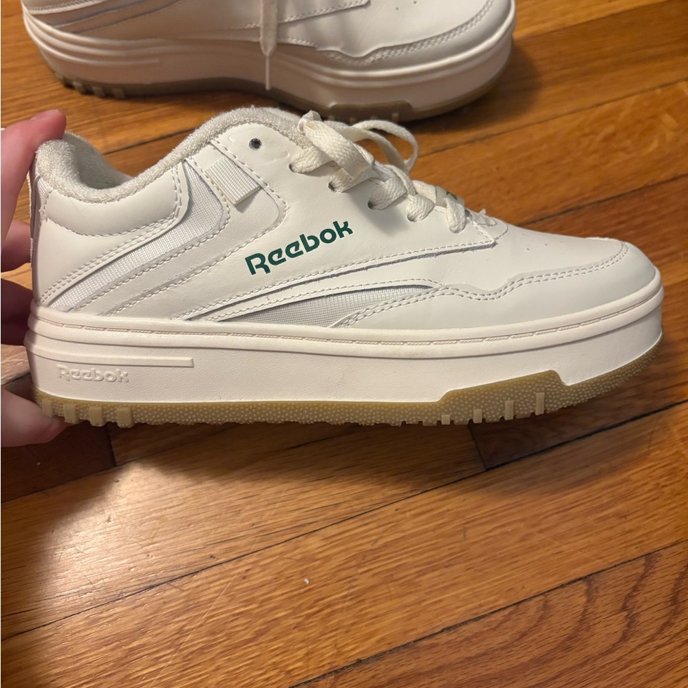 Reebok Classic Off-White and Green Sneakers - Picture 2 of 5